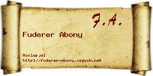 Fuderer Abony névjegykártya
